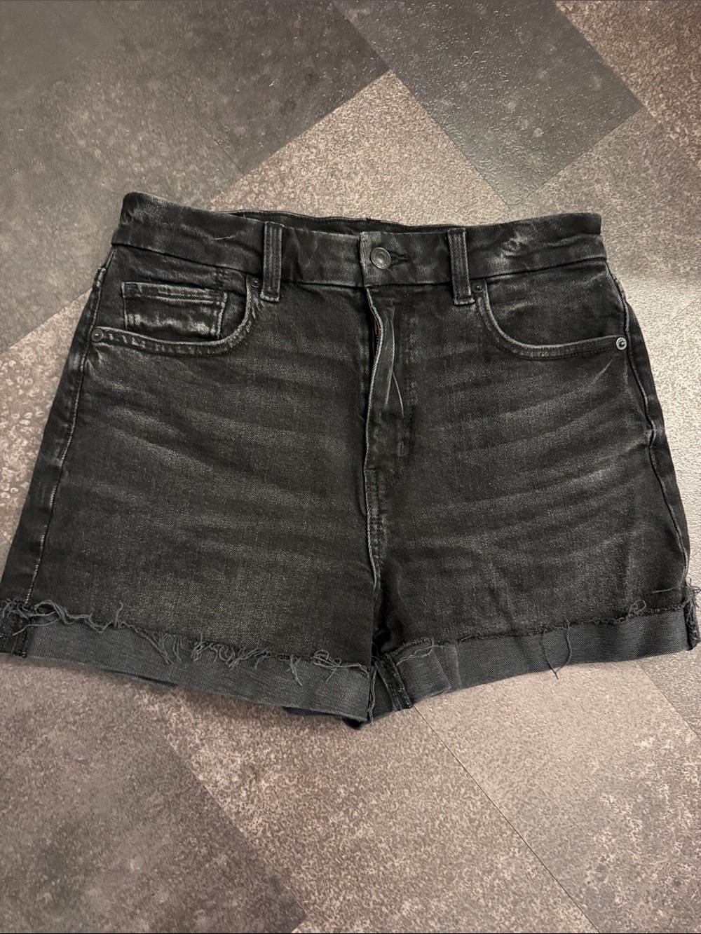 American Eagle Outfitters Black High-Rise Denim Shorts